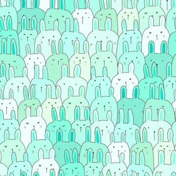 Cute bunny seamless pattern background. Vector illustration. Stock Illustration