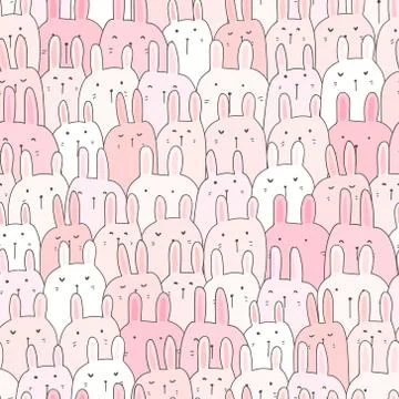 Cute bunny seamless pattern background. Vector illustration. Stock Illustration