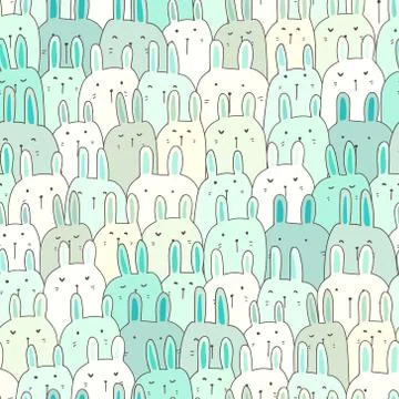 Cute bunny seamless pattern background. Vector illustration. Stock Illustration