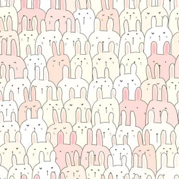 Cute bunny seamless pattern background. Vector illustration. Stock Illustration