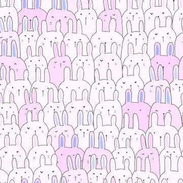 Cute bunny seamless pattern background. Vector illustration. Stock Illustration