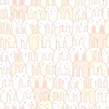 Cute bunny seamless pattern background. Vector illustration. Stock Illustration