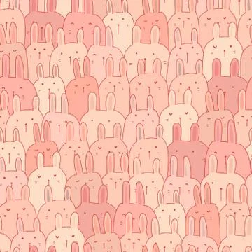 Cute bunny seamless pattern background. Vector illustration. Stock Illustration