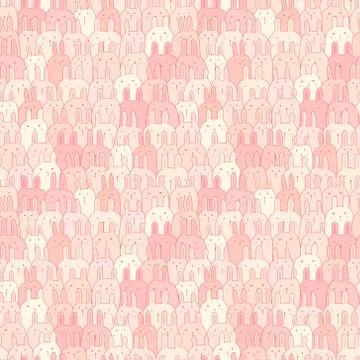 Cute bunny seamless pattern background. Vector illustration. Stock Illustration