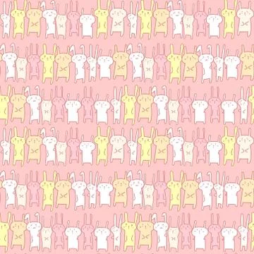 Cute bunny seamless pattern background. Vector illustration. Stock Illustration