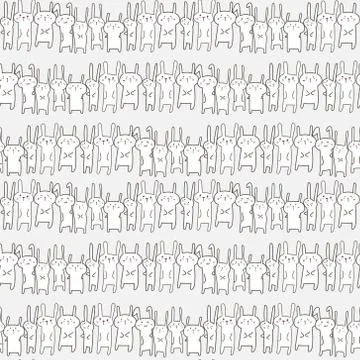 Cute bunny seamless pattern background. Vector illustration. Stock Illustration