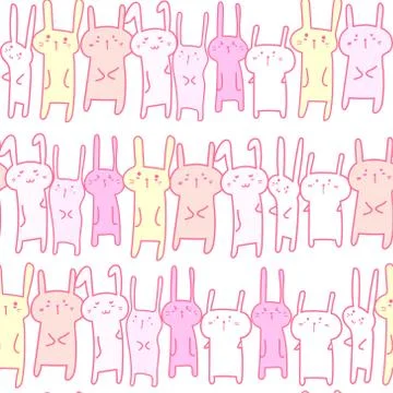 Cute bunny seamless pattern background. Vector illustration. Stock Illustration