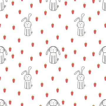 Cute bunny seamless pattern background. Vector illustration. Stock Illustration