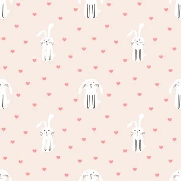 Cute bunny seamless pattern background. Vector illustration. Stock Illustration