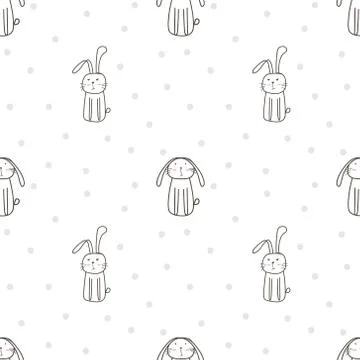 Cute bunny seamless pattern background. Vector illustration. Stock Illustration