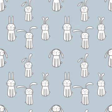 Cute bunny seamless pattern background. Vector illustration. Stock Illustration