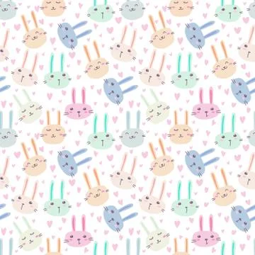 Cute bunny seamless pattern background. Vector illustration. Stock Illustration