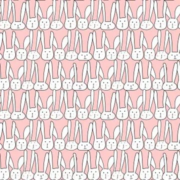 Cute bunny seamless pattern background. Vector illustration. Stock Illustration