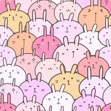 Cute bunny seamless pattern background. Vector illustration. Stock Illustration