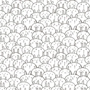 Cute bunny seamless pattern background. Vector illustration. Stock Illustration