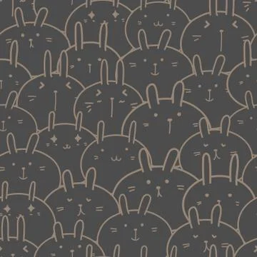 Cute bunny seamless pattern background. Vector illustration. Stock Illustration