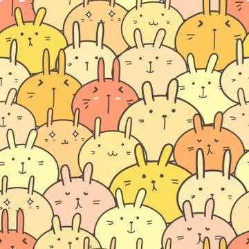 Cute bunny seamless pattern background. Vector illustration. Stock Illustration