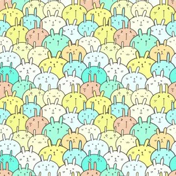 Cute bunny seamless pattern background. Vector illustration. Stock Illustration