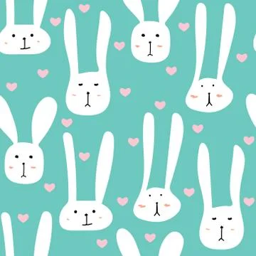 Cute bunny seamless pattern background. Vector illustration. Stock Illustration