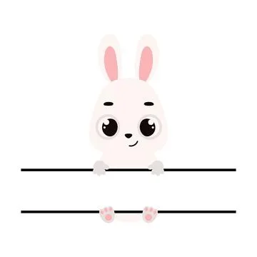Cute bunny split monogram. Funny cartoon character for shirt, scrapbooking,.. Stock Illustration
