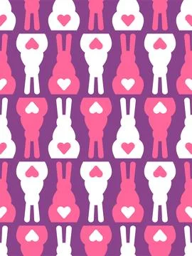 Cute bunny tail heart pattern seamless. Baby fabric texture Stock Illustration
