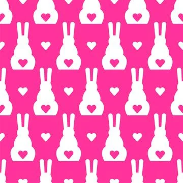 Cute bunny tail heart pattern seamless. Baby fabric texture Stock Illustration