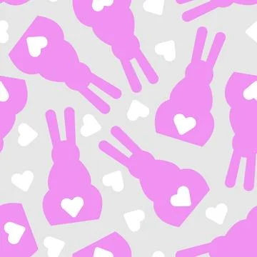 Cute bunny tail heart pattern seamless. Baby fabric texture Stock Illustration