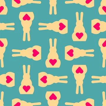 Cute bunny tail heart pattern seamless. Baby fabric texture Stock Illustration
