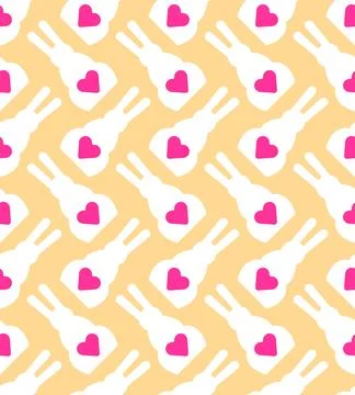 Cute bunny tail heart pattern seamless. Baby fabric texture Stock Illustration