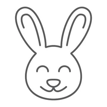 Cute Bunny thin line icon, easter and holiday, rabbit sign, vector graphics, a Stock Illustration