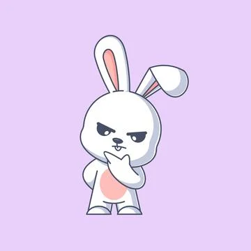 Cute bunny is thinking seriously Stock Illustration