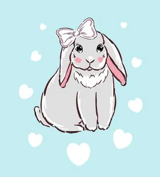Cute Bunny vector illustration. print design rabbit, children print on t-shirt. Stock Illustration