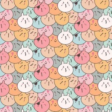 Cute Bunny Vector Pattern Background. Funny Doodle. Handmade Vector Illustration Stock Illustration