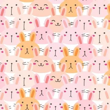 Cute Bunny Vector Pattern Background. Funny Doodle. Handmade Vector Illustration Stock Illustration