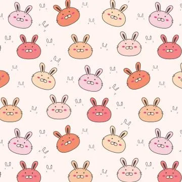 Cute Bunny Vector Pattern Background. Funny Doodle. Handmade Vector Illustration Illustrazione stock