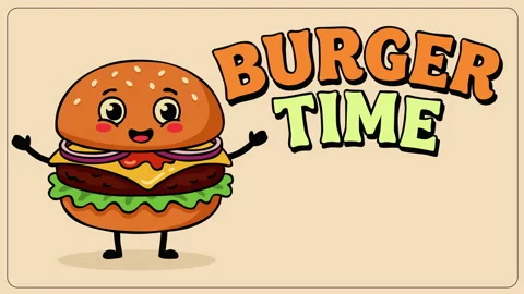 Cute Burger Character Animation with Burger Time Text for Food Promotion 스톡 동영상 332976301