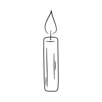 Cute burning candle. Hand drawn doodle vector illustration Stock Illustration