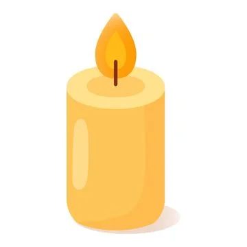 Cute burning candle illustration in flat style isolated on white background Stock Illustration
