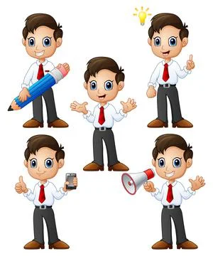 Cute businessman cartoon set Stock Illustration