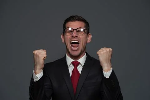 Cute businessman posing in studio Stock Photos