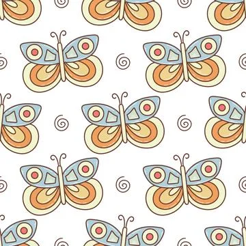 Cute butterflies background, vector illustration Illustrazione stock