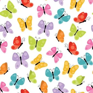 Cute butterflies seamless pattern. Stock Illustration