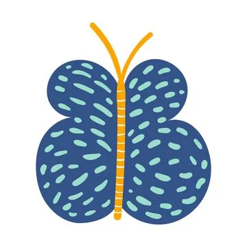 Cute butterfly with dots, strokes pattern Stock Illustration