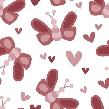 Cute butterfly pattern flat. Vector butterfly seamless repeat ornament design Illustrazione stock