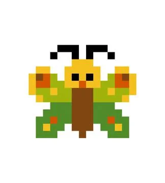 Cute butterfly pixels for 8 bit game assets Stock Illustration