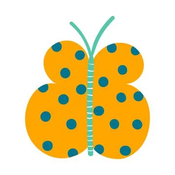 Cute butterfly with polka dots pattern Stock Illustration