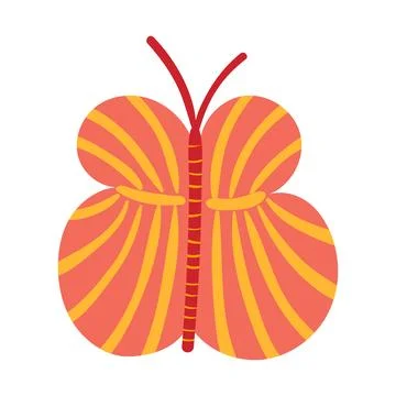 Cute butterfly with stripes, lines pattern Illustrazione stock