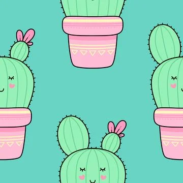 Cute Cacti Stock Illustration