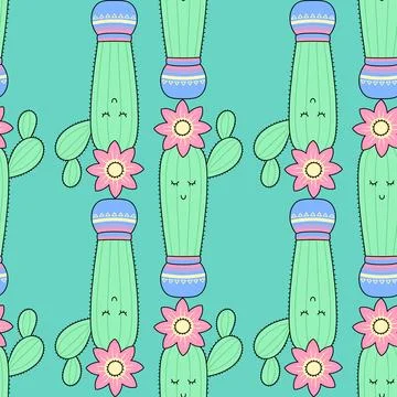 Cute Cacti Stock Illustration
