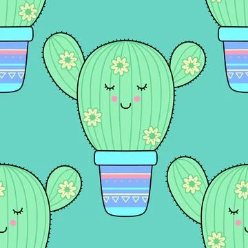 Cute Cacti Stock Illustration